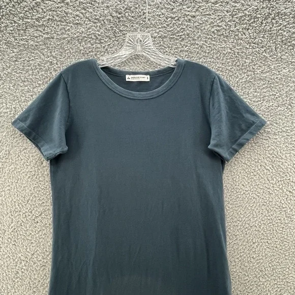 American Giant Dress Women Small Green Cotton Casual T Shirt Side Slit Long Midi - Picture 4 of 11